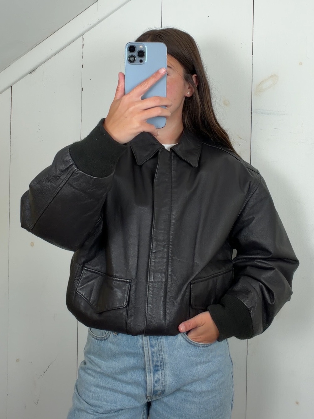 Vintage Landing Leathers Air Force Brown Leather Flight Bomber Jacket Men’s M